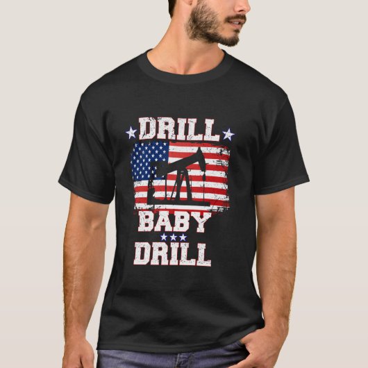 Trump 2024 Drill Baby Drill Amerikaanse vlag Repub T-shirt (Voorkant)