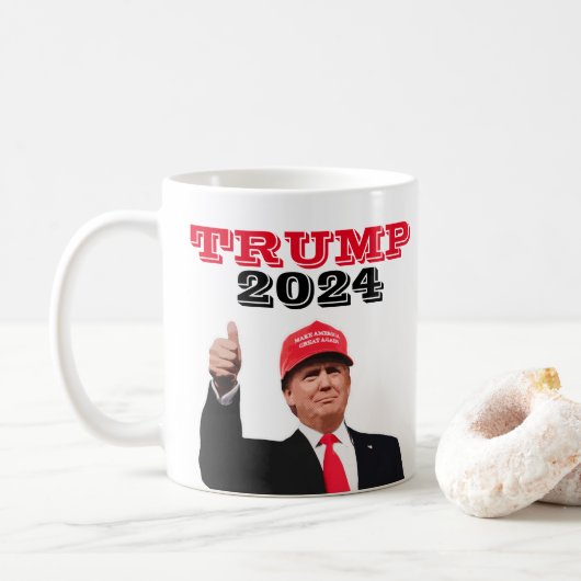 Trump 2024 duimen omhoog koffiemok (Met donut)