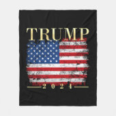Trump 2024 Elegante gouden  Amerikaanse vlag Fleece Deken (Voorkant)