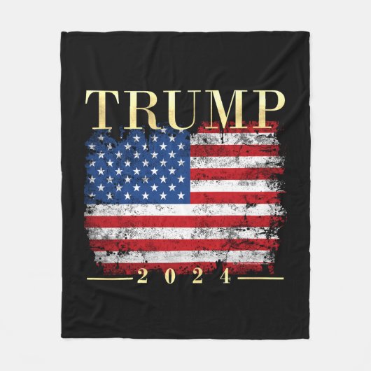 Trump 2024 Elegante gouden  Amerikaanse vlag Fleece Deken (Voorkant)