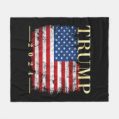 Trump 2024 Elegante gouden  Amerikaanse vlag Fleece Deken (Voorkant (Horizontaal))