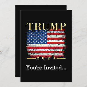 Trump 2024 Elegante gouden  Amerikaanse vlag Kaart