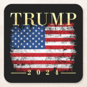 Trump 2024 Elegante gouden  Amerikaanse vlag Kartonnen Onderzetters (Voorkant)