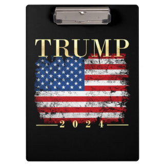 Trump 2024 Elegante gouden  Amerikaanse vlag Klembord