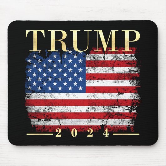 Trump 2024 Elegante gouden  Amerikaanse vlag Muismat (Voorkant)