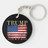 Trump 2024 Elegante gouden  Amerikaanse vlag Sleutelhanger (Achterkant)
