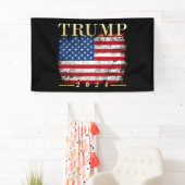 Trump 2024 Elegante gouden Amerikaanse vlag Spandoek (Insitu)