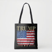 Trump 2024 Elegante gouden  Amerikaanse vlag Tote Bag (Voorkant)