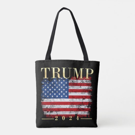 Trump 2024 Elegante gouden  Amerikaanse vlag Tote Bag (Achterkant)