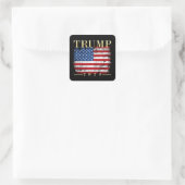 Trump 2024 Elegante gouden  Amerikaanse vlag Vierkante Sticker (Tas)