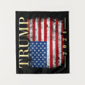 Trump 2024 Elegante gouden  Amerikaanse vlag Wandkleed (Voorkant)