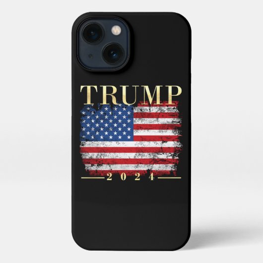 Trump 2024 Elegante gouden  vlag iPhone Hoesje (Achterkant)