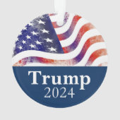 Trump 2024 Faded Amerikaanse vlag campagne Ornament (achterkant)