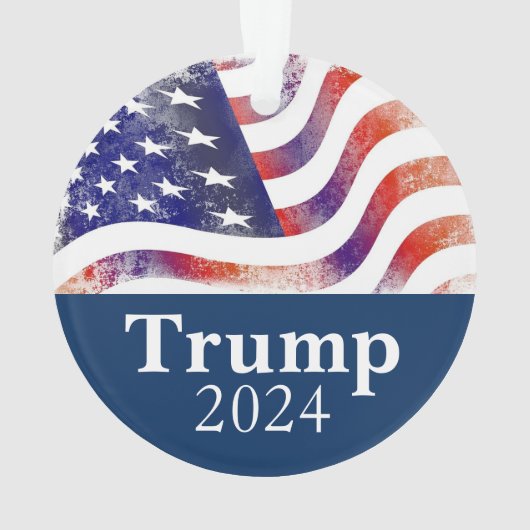 Trump 2024 Faded Amerikaanse vlag campagne Ornament (achterkant)