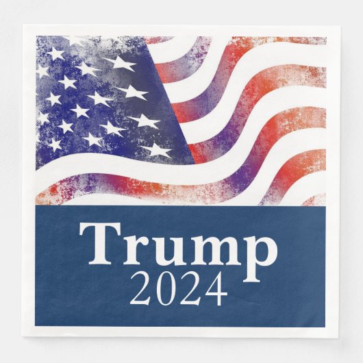 Trump 2024 Faded Amerikaanse vlag campagne Servet (Voorkant)