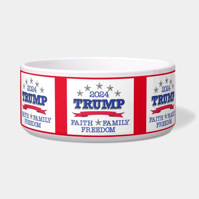 Trump 2024 Faith, Family, Freedom Pet Bowl Voerbakje (Voorkant)