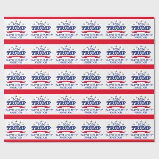 Trump 2024 Faith, Family, Freedom Wrapping Paper Cadeaupapier (Vlak)