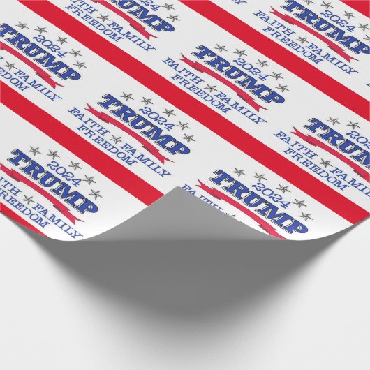 Trump 2024 Faith, Family, Freedom Wrapping Paper Cadeaupapier (Hoek)