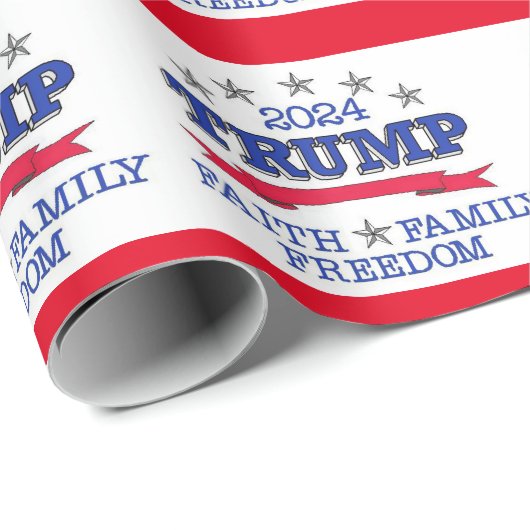 Trump 2024 Faith, Family, Freedom Wrapping Paper Cadeaupapier (Rol Hoek)