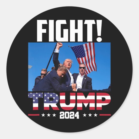 Trump 2024 Fight Fist Rally Trump Rally 2024 Ameri Ronde Sticker (Voorkant)
