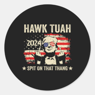 Trump 2024 Flag Funny Hawk Tush Middelvinger 24 V Ronde Sticker