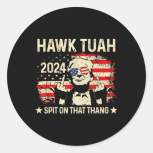 Trump 2024 Flag Funny Hawk Tush Middelvinger 24 V Ronde Sticker