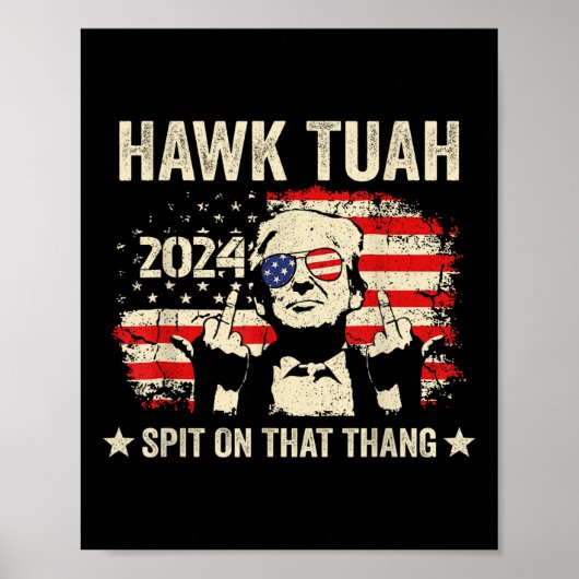 Trump 2024 Flag Funny Hawk Tush Middenvinger 24 Poster (Voorkant)