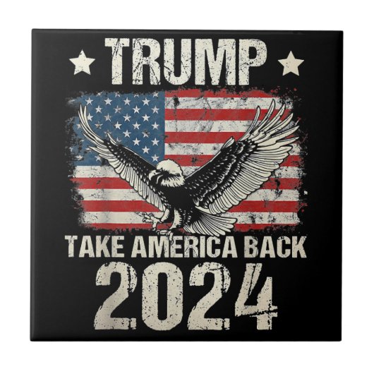 Trump 2024 flag take America back men women Trump Tegeltje (Voorkant)