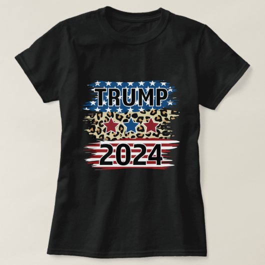 Trump 2024 Fun American Flag Cheetah Pattern T-shirt (Design voorkant)