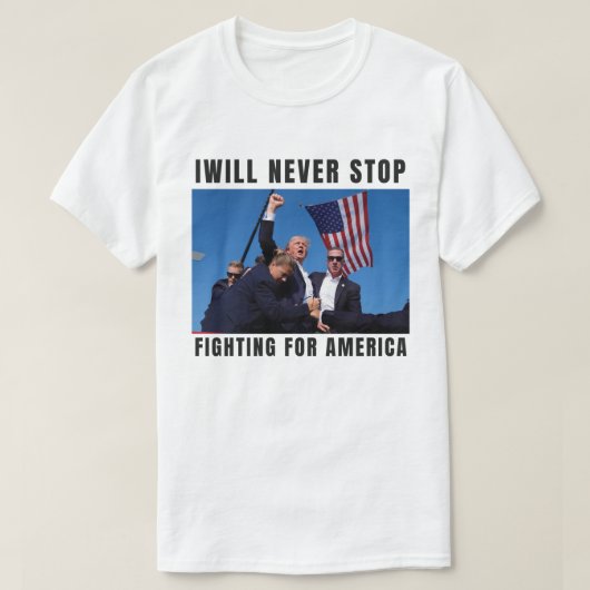 Trump 2024 geeft zich nooit over t-shirt (Design voorkant)