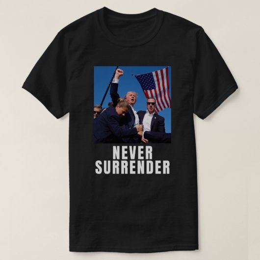 Trump 2024 geeft zich nooit over t-shirt (Design voorkant)