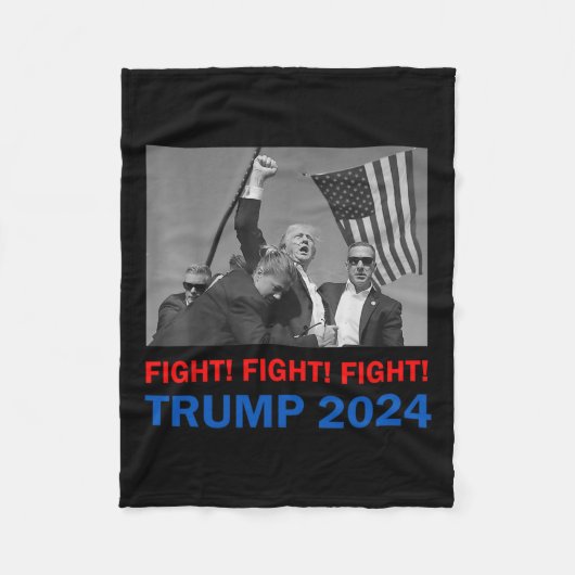 Trump 2024 gevecht Donald Trump Fist Pum Fleece Deken (Voorkant)