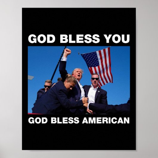 Trump 2024 God zegene u - God zegene Amerika Poster (Voorkant)