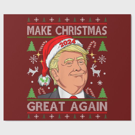 Trump 2024 Grappig Maak Kerstmis weer groot Lelijk Cadeaupapier (Vlak)