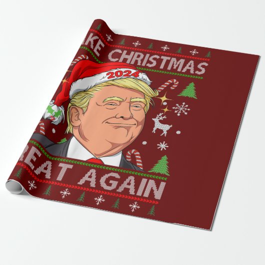 Trump 2024 Grappig Maak Kerstmis weer groot Lelijk Cadeaupapier (Uitgerold)