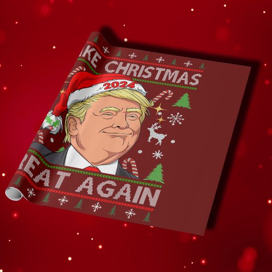 Trump 2024 Grappig Maak Kerstmis weer groot Lelijk Cadeaupapier