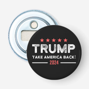 Trump 2024 Haal Amerika terug Button Flesopener