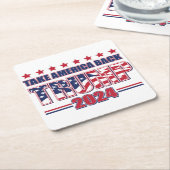 Trump 2024 Haal Amerika terug Kartonnen Onderzetters (Schuin)