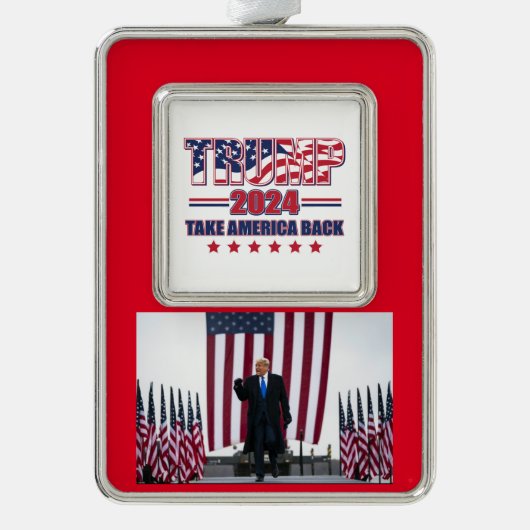 Trump 2024 Haal Amerika terug Verzilverd Omlijst Ornament (Voorkant)