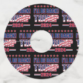 Trump 2024 Haal Amerika terug Wijnglaslabel (Voorkant)