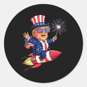Trump 2024 Happy 4th van juli Trump Amerikaanse vl Ronde Sticker