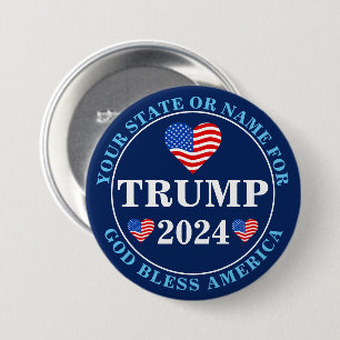 Trump 2024 Harten Patriottisch Collectible Politie Ronde Button 7,6 Cm