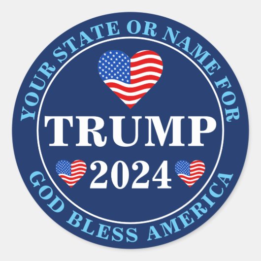 Trump 2024 Hearts Aangepaste presidentsverkiezinge Ronde Sticker (Voorkant)