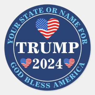 Trump 2024 Hearts Aangepaste presidentsverkiezinge Ronde Sticker