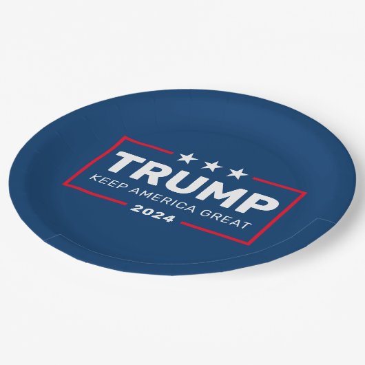 Trump 2024 - Houd Amerika groot met sterren Papieren Bordje (Gekanteld)