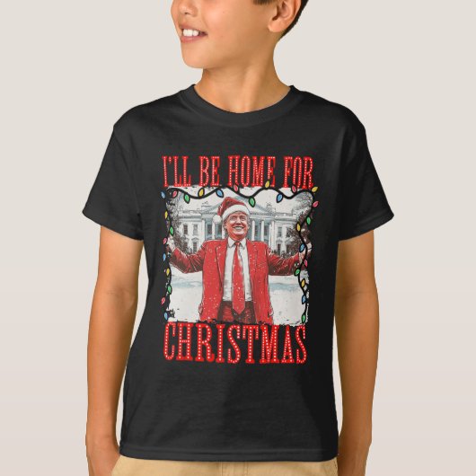 Trump 2024 Ik ben thuis voor Kerstmis Daddys Home T-shirt (Voorkant)