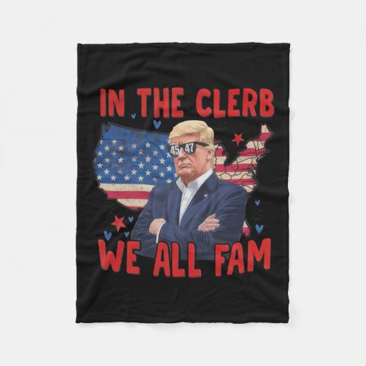 Trump 2024 in de Clerb We All Fam 45 47 Amerikaans Fleece Deken (Voorkant)