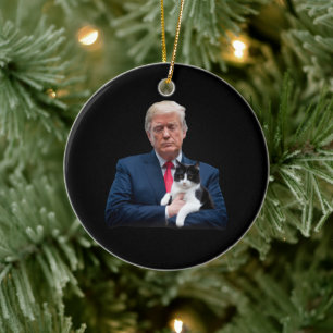 Trump 2024 Kat MAGA Grappige Trump Kat Keramisch Ornament