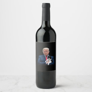 Trump 2024 Kat MAGA Grappige Trump Kat Wijn Etiket