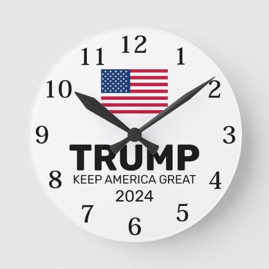 Trump 2024 Keep America Great America Ronde Klok (Voorkant)